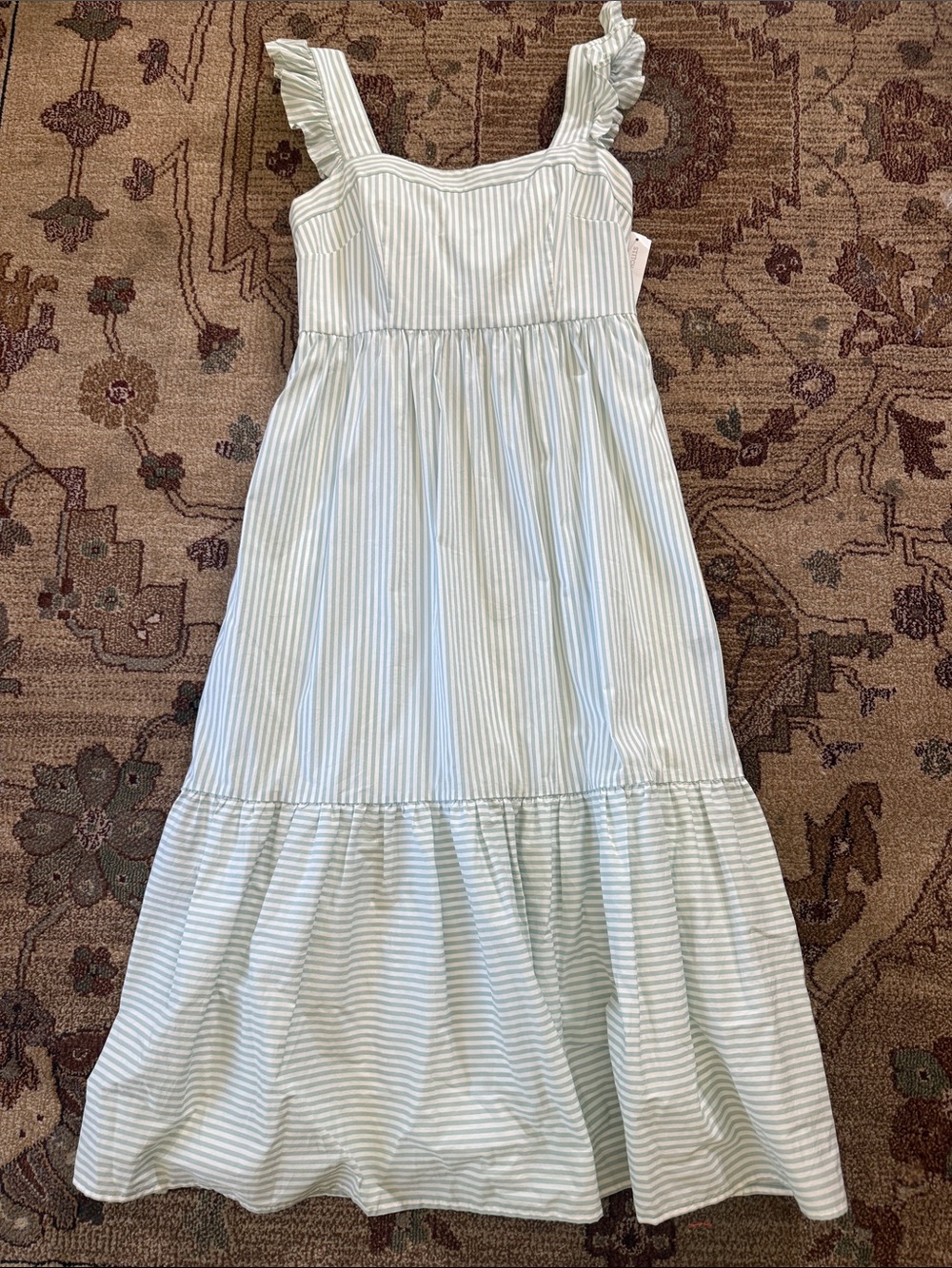 NWT Gal Meets Glam Gina Ruffle detail maxi cotton dress 8P Petite